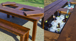 DIY Patio Table with a Built-in Drink Cooler